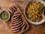 Steak with watercress tabbouleh and mojo verde