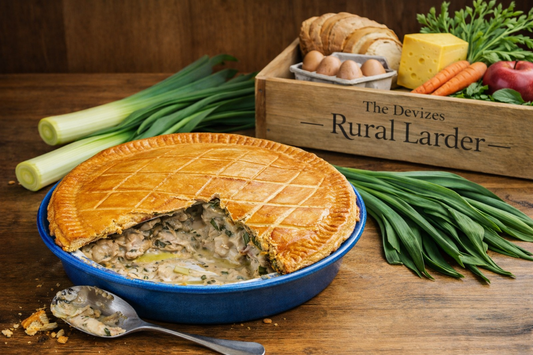 Wild garlic, chicken & leek pie
