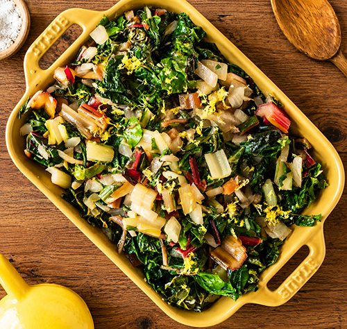 Sauteed rainbow chard with lemon and garlic