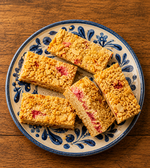 Rhubarb and custard crumble bars
