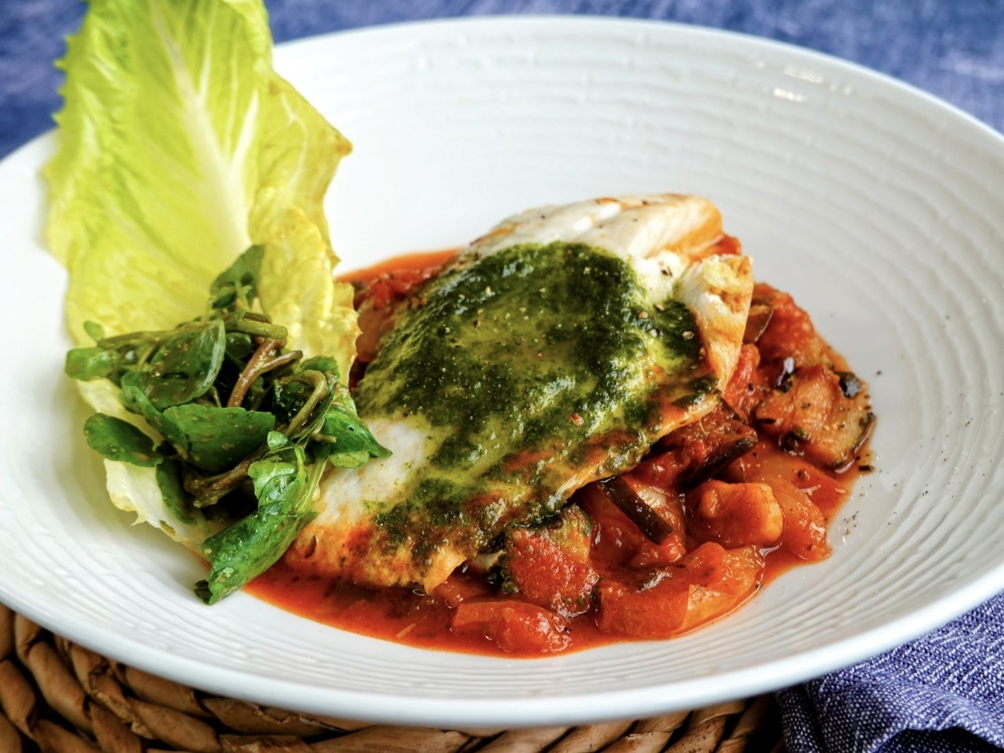 Bistro Chef - Sea Bass Fillets with garlic butter & ratatouille - Serves 1